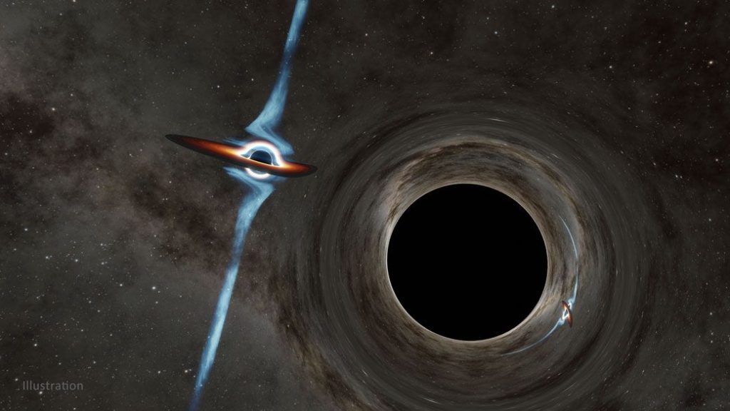 İki canavarca kara delik, uzay-zaman dokusunu sallayacak bir çarpışmaya doğru gidiyor.